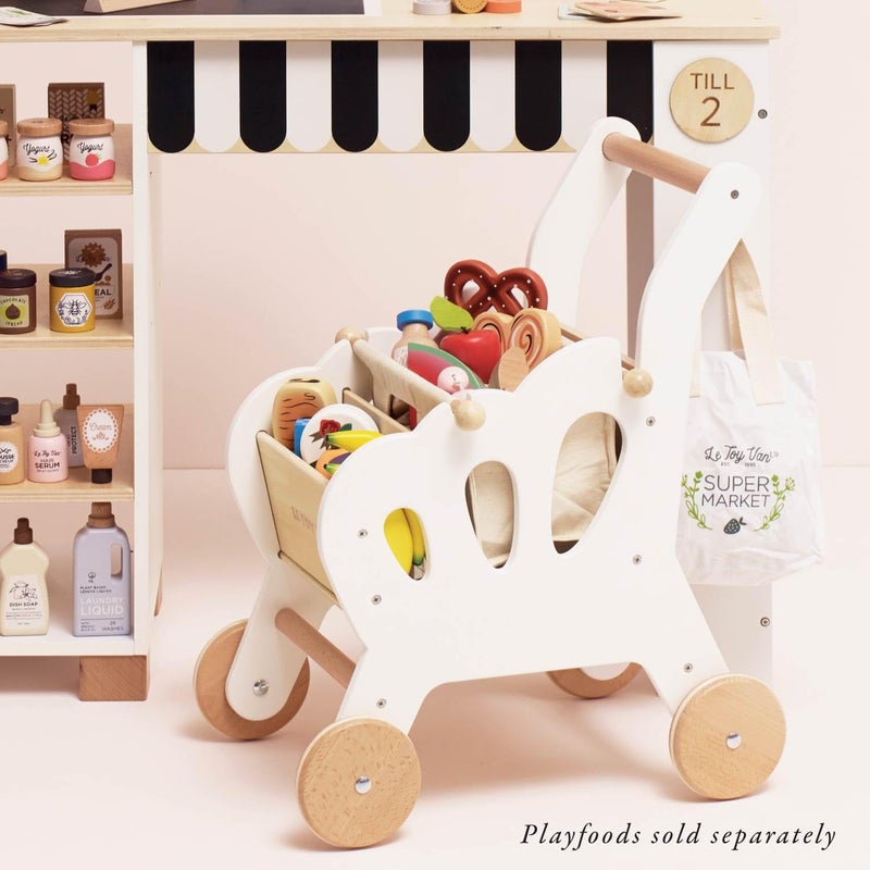 Le Toy Van - Educational Wooden Toy Role Play Grocery Store Shopping Trolley | Boys Or Girls Pretend Play Supermarket Playset - for Ages 3+ - Image 5